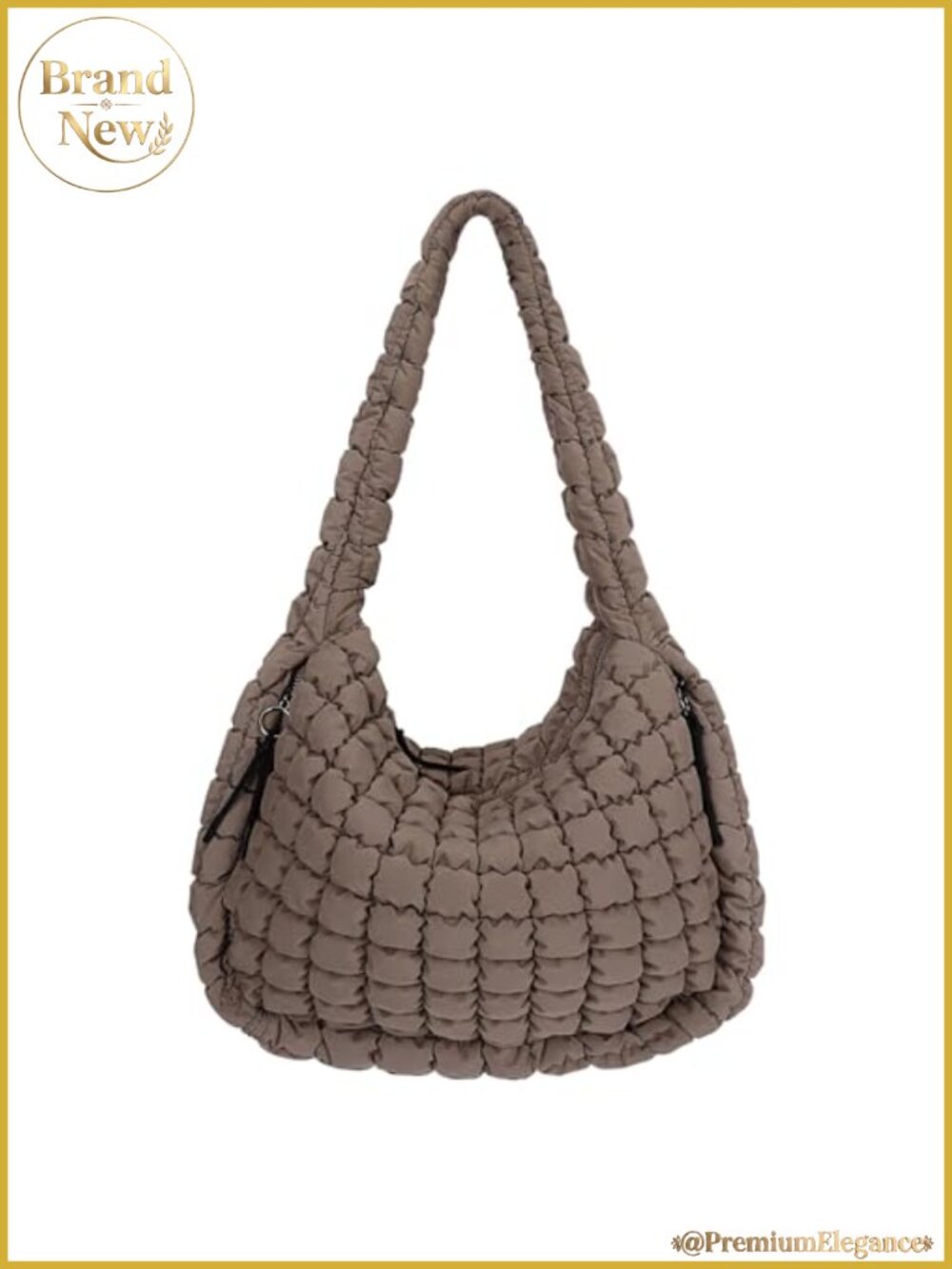 Quilted Nylon Puffer Tote Bag Large Carryall Shoulder Hobo Lightweight